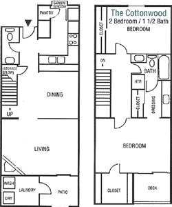 The Cottonwood - Two Bedroom / One and 1/2 Bath*